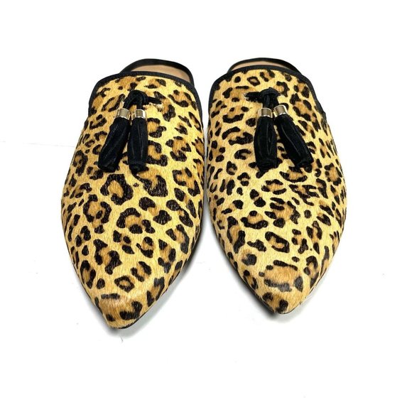 Hush Puppies NEW Women's10W(Wide) Slip-On Sadie Tassel Mule Leopard Calf Hair - Picture 2 of 7
